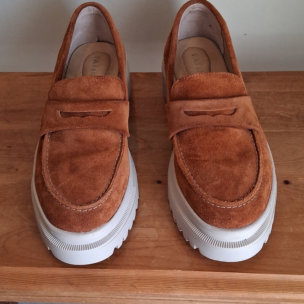 PLG Patina Suede Zoe Chunky Lug Sole Loafers Size 11